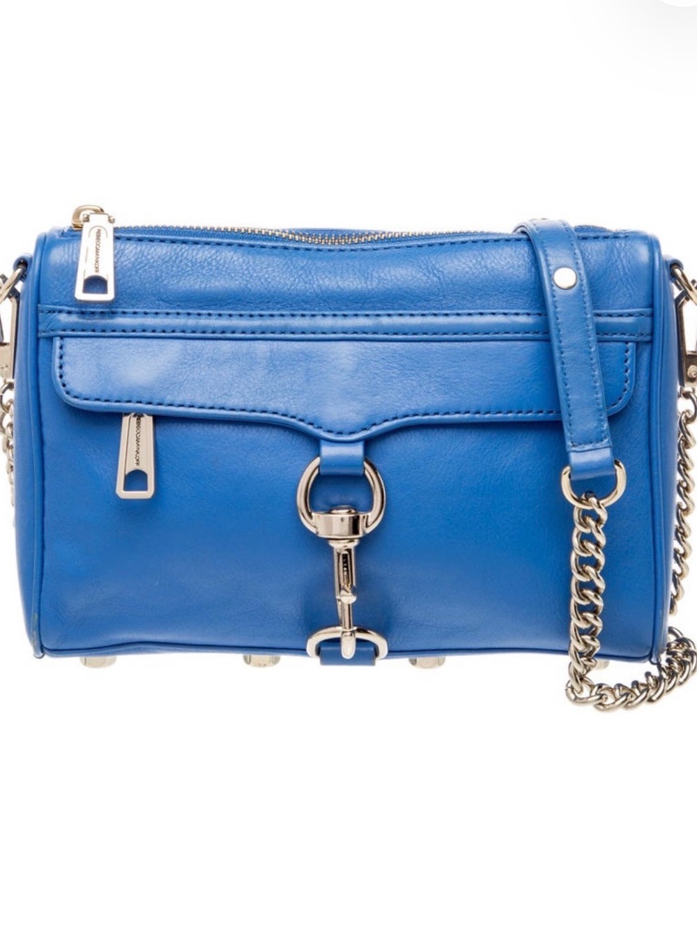 Rebecca Minkoff Electric Blue Leather Crossbody with Silver Chain Strap